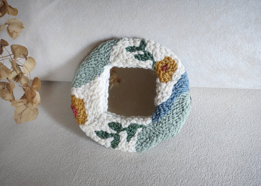 Punch needle garden pocket mirror