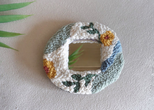 Punch needle garden pocket mirror